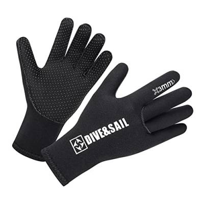 AMZLORD 3 mm Tauchhandschuhe, rutschfeste Fünf-Finger-Tauchhandschuhe, UV-Schutz, Neoprenanzug-Handschuhe zum Tauchen, Schnorcheln, Surfen von AMZLORD