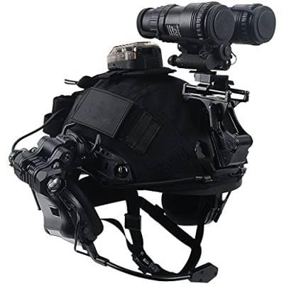 AQzxdc Airsoft Helm Set, mit Taktischem Headset & Brille & NVG Halterung & Teleskop Modell Tactical Gear Kombination, Für Outdoor Paintball Schutzjagd,Sets d,M von AQzxdc