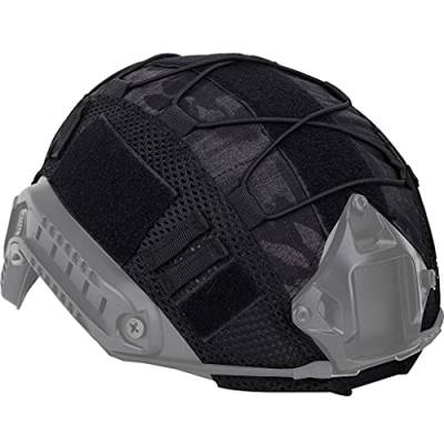 AQzxdc Tactical Airsoft Helm Bezug, Camouflage Military Nylon Helmtuch, Outdoor Helm Staubs chutzhülle für Fast MH/PJ/BJ Helm (Kein Helm),Schwarz von AQzxdc