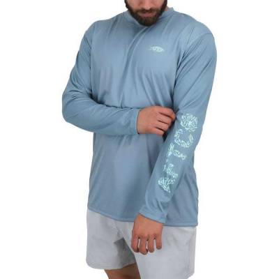 Aftco Jigfish Long Sleeve T-shirt Blau S Mann von Aftco