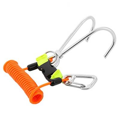 Agatige 1 Stück Reef Hook, Scuba Diving Hook mit Quick Release Schnalle und Dive Spring Coil Lanyard(Orange) von Agatige