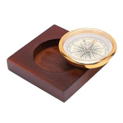 Agatige Kompass Wandern, 72 x 72 mm/2,8 x 2,8 Zoll Vintage Aluminiumlegierung Kompass mit Holzkiste für Camping Angeln, Taschenkompass Geschenk für jeden Anlass von Agatige