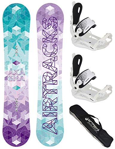 Airtracks Damen Snowboard-Set Akasha Lady Snowboard Freestyle Freeride 144 - Softbindung Master FASTEC W M - SB Bag von Airtracks