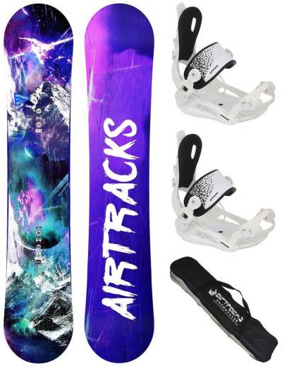 Airtracks Snowboard Damen Snowboard Set High M Carbon Rocker (3er-Pack), Snowboard + Bindung Master W + SB Bag / 140 145 150 155 cm von Airtracks