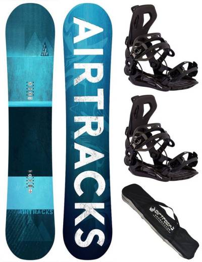 Airtracks Snowboard Snowboard Set Blue Drifter (Wide Snowboard Blue Drifter Rocker + Bindung Master + Sb Bag, 3er Pack), / 150 155 160 164 cm von Airtracks