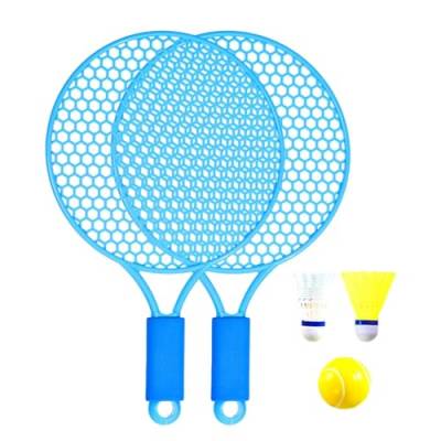 Amagogo Kinder-Tennisschläger, Kinder-Badminton-Tennis-Set, Ball-Federball-Schläger, Badminton-Schläger für Anfänger, Hinterhof, Blau von Amagogo
