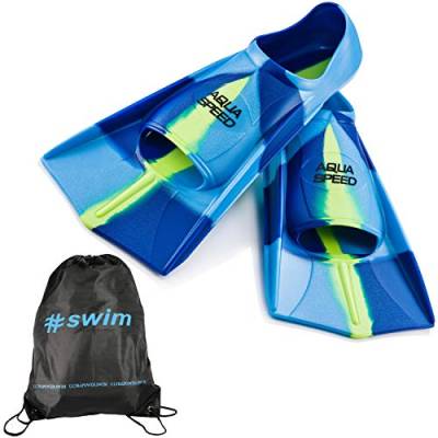 Aqua Speed Kurzflossen für Erwachsene und Kinder + ULTRAPOWER Rucksack | Trainingsflossen | Schwimmtraining | Kurzflossen | blau/82, Gr. 35/36 von Aqua Speed