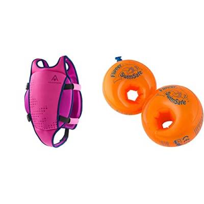 Aquasphere Unisex Jugend Swim Vest Schwimmweste Pink & Flipper Swimsafe 1010 - Schwimmflügel für Babys ab 12 Monaten, sichere Schwimmhilfe mit unzerbrechlichem PE-Schaumkern zum Schwimmen Lernen von Aquasphere