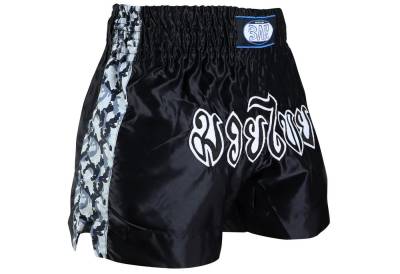 BAY-Sports Sporthose Muay Thai Kick Hose Shorts Thaiboxhose Thaiboxen MMA kurz Kickboxen (MMA, Krav Maga, XXS - XXL, traditionell mit aufgenähter Thai Schrift) Modell Remy von BAY-Sports