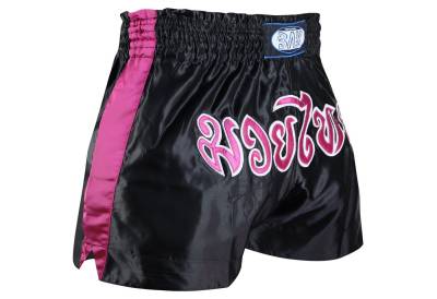 BAY-Sports Sporthose Thaiboxhose Thaiboxen Hose Shorts Muay Thai Kick REMY schwarz/pink (1-tlg) Kixkboxen, MMA, für Kinder und Erwachsene von BAY-Sports