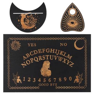 Ouija Board Set aus Holz, Schwarz, 30 x 20 cm, klassische Sprechbretter mit Planchette, metaphysische Botschaft, Spirituosenbrett, Wicca-Geschenke (2) von BBXWANG
