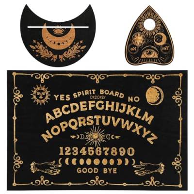 Ouija Board Set aus Holz, Schwarz, 30 x 20 cm, klassische Sprechbretter mit Planchette, metaphysische Botschaft, Spirituosenbrett, Wicca-Geschenke von BBXWANG