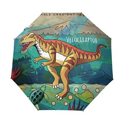 Cartoob Dinosaurier Regenschirm Auf-Zu Automatik UV-Schutz Taschenschirm Winddichter Umbrella Klein Leicht Schirm Kompakt Schirme für Jungen Mädchen Reise Strand Frauen von BEUSS