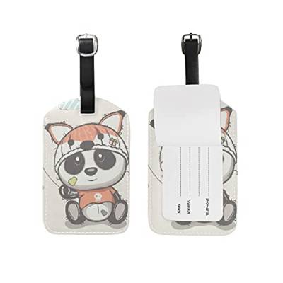 Süßes Baby Fuchs Panda Kofferanhänger mit Adressschild Lustig Leder Gepäckanhänger ID Etikett mit Namenschild für Reise Koffer Tasche(3PACK) von BEUSS