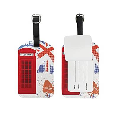 Telefon London Kofferanhänger mit Adressschild Lustig Leder Gepäckanhänger ID Etikett mit Namenschild für Reise Koffer Tasche(3PACK) von BEUSS