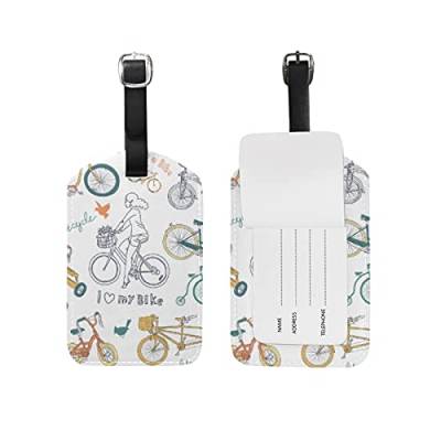 Tour Fahrrad Fahrrad Kofferanhänger mit Adressschild Lustig Leder Gepäckanhänger ID Etikett mit Namenschild für Reise Koffer Tasche(3PACK) von BEUSS