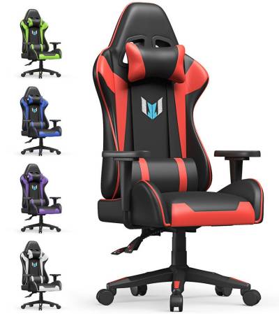 BIGZZIA Gaming Chair Gamer Stühle mit Lendenkissen, Höhenverstellbar, mit Kopfstütze, Computerstuhl Ergonomisch von BIGZZIA