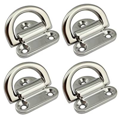 BINBAL Hardware Zubehör 6 mm klappbare Deckspolster-Augen Zurr-D-Ring-Zurrpunkt-Anker-Befestigungs-Klampenplatte hochglanzpolierter Edelstahl 316 in Marinequalität von BINBAL