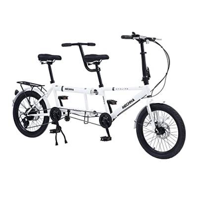 BIXUYOU Tandem-Fahrrad – City-Tandem-Faltrad, faltbares Tandem-Strand-Cruiser-Fahrrad für Erwachsene, verstellbar, 7 Geschwindigkeiten, CE/FCC/CCC von BIXUYOU