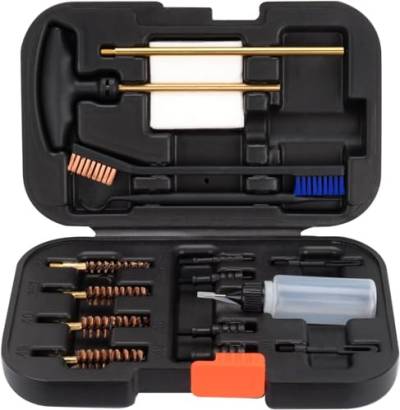 BOOSTEADY Pistol Cleaning Kit Pistolenreinigungsset Elite Ausführung für 9mm/.357.22.45.40 Gun Cleaning Set Pistolenreinigungsset Messingbürste mit Tragbare Koffer, Zacken & Schlaufen aus Kunststoff von BOOSTEADY