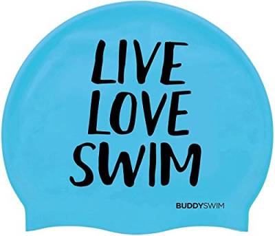 BUDDYSWIM Silikon-Schwimmkappe für Pool oder Freiwasser, geeignet für Damen und Herren, besonders für langes Haar. Bequem, widerstandsfähig und hydrodynamisch. Auffällige Farbe für mehr Sichtbarkeit. von Buddyswim