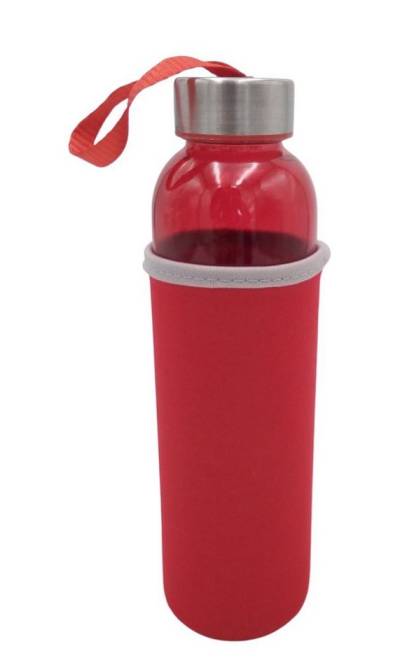 BURI Trinkflasche Glas Trinkflasche 0,5L mit Schutzhülle Wasserflasche Glasflasche Geträ von BURI