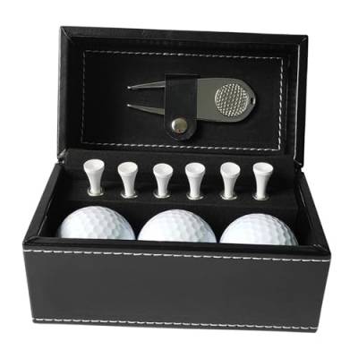Baoblaze Golfball-Geschenkset, Golfgeschenk für Männer, Golfbälle für Papa, Mama und Golfer – Enthält 3 Bälle, 6 Tees und 1 Divot-Werkzeug, Silbernes Divot-Werkzeug von Baoblaze