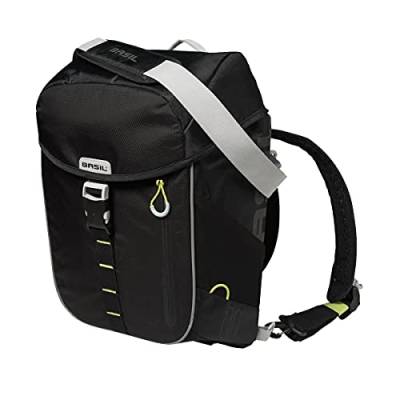 Basil Unisex – Erwachsene Miles Fahrradtasche/Fahrradrucksack, Black Lime, 31 cm x 17 cm x 44 cm von Basil