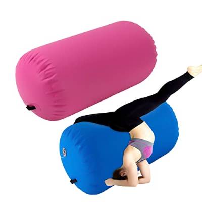 Air Roll, 100cm Gymnastik Matte Aufblasbare Luft Rollen Yoga Roll Gym Air Barrel Übung Spalte für Home Use/Yoga/Training/Wasser Spaß mit Elektrischer Pumpe (100 * 80cmRosa) von Bathrena