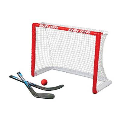 BAUER - Knee Hockey Tor Set inkl. Sticks & Ball I Outdoor-/Indoor Tor I Inline-Hockey I Tor für Hockeybälle & Pucks I Streethockey-Training I Feldhockey I inkl. 2 Mini Sticks & Schaumstoffball - Rot von Bauer