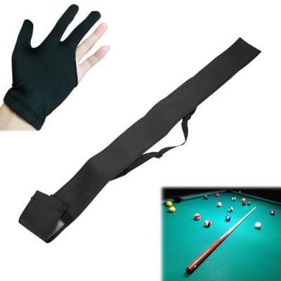 Billard Queue Tasche,Pool Cue Bag,Black Color Pool Cue Case,Pool Billard Queue Tasche Koffer Köcher,Billiard Stick Storage Carrying Bag for 1/2 Snooker Billiard Stick Rod+3-Finger-Handschuhe,80cm von Bavooty