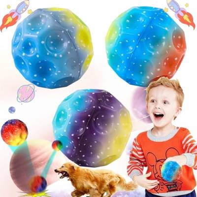 Benaton 3 Stück Sprünge Space Ball, Hohe Springender Gummiball, Mini Bouncing Ball, Moon Ball hohe Springender, Mini Bouncing Ball Toy Loch-Ball, Partygeschenke für Kinder(Dazzle dreifarbig) von Benaton