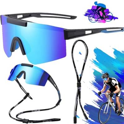 Benaton Sport Sonnenbrille, Polarisiert Fahrradbrille, Radfahrer Brille für Herren Damen, Schnelle Brille, Mit Verstellbares Schlüsselband für Sportbrillen, Für Radfahren Im Freien, Klettern(Eisblau) von Benaton