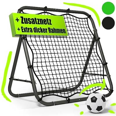 BENTSON Rebounder für Fußball Kinder und Profis I Inkl. Ersatznetz I Robuster Rahmen I Auch für Handball, Volleyball und Basketball I Rückprallwand Prellwand Fussball I Matt-Schwarz I 100x100 cm von Bentson