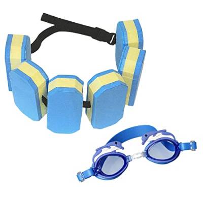 Best Sporting Schwimmgürtel Kinder 3-6 Jahre - Schwimmgurt 6-teilig verstellbar in blau-gelb mit optimiertem Verschluss für sicheren Sitz - Schwimmhilfe (Schwimmgürtel + Taucherbrille) von B Best Sporting