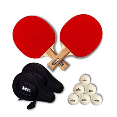 Best Sporting Tischtennis-Schläger Set 'Hobby+' I 2 x Hobby Schläger & 6 x 1* Tischtennis-Bälle I Tischtennis Set inkl. 2 x Tischtennisschläger Hülle mit Ballfach I Tischtennis Zubehör von B Best Sporting