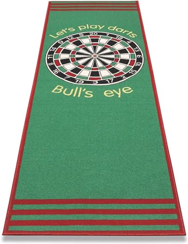 BigDean Dartteppich Bulls-Eye mit offiziellem Spielabstand 79x237cm - Dartmatte rutschfest mit Abwurf-Markierung - Perfekt zum Dart-Turnier Spielen von BigDean