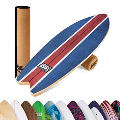 BoarderKING Indoorboard Wave - Balance Board für Indoor-Surfen und Skaten, Gleichgewichtsboard für NeuroMuscular Response Training, inkl. Schutzmatte, blau von BoarderKING