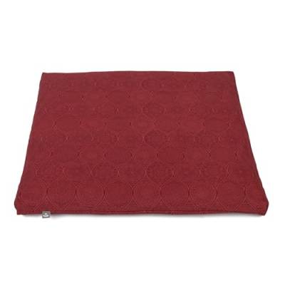 Bodhi Meditationsmatte ZABUTON aus Maharaja Collection | Gemusterte Yoga Matte mit abnehmbarem Bezug aus Bio-Baumwolle | Meditationskissen Unterlage | Maße 80 x 80 x 6 cm (dunkelrot/Mayuri) von Bodhi