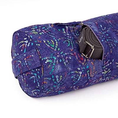 Yogamattentasche Bhakti Bag, lila, Batik-Muster Design, 100% Baumwolle, für Yogamatten und Schurwollmatten bis 66 cm Breite von Bodhi