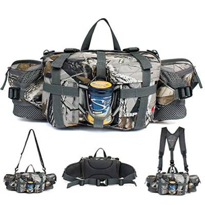 Multifunktionale Gürteltasche mit 2 Flaschenhalter Rucksack Umhängetasche Trinkgürtel Bauchtasche Militärstil Handyfach Wasserdicht Laufgürtel Hüfttasche für Wandern Reise Camping Radfahren von Brinny