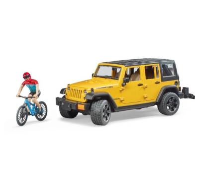 Bruder® Spielzeug-Auto 02543 - Jeep Wrangler Rubicon Unlimited, Gelb, mit Mountainbike und Radfahrer von Bruder®