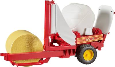 Bruder® Spielzeug-Landmaschine Ballenwickler 38 cm mit Rundballen ocker/weiss (02122), Made in Europe von Bruder®
