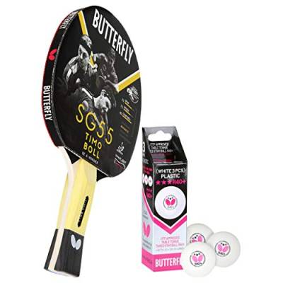 Butterfly® Timo Boll SG55 Tischtennisschläger | Tischtennis Racket Bat Hobby Training | geübte Freizeitspieler | hochwertig | ITTF zertifizierter Pan Asia Belag | anatomische Griffform mit smart.Grip von Butterfly