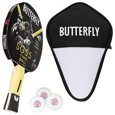 Butterfly® Timo Boll SG55 Tischtennisschläger | Tischtennis Racket Bat Hobby Training | geübte Freizeitspieler | hochwertig | ITTF zertifizierter Pan Asia Belag | anatomische Griffform mit smart.Grip von Butterfly