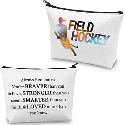 CMNIM Feldhockey Geschenk für Frauen Make-up-Tasche Feldhockeyspieler Geschenk Feldhockey Mädchen Geschenk Feldhockey Liebhaber Geschenk Kosmetiktasche, Feldhockey-Geschenktasche, Make-up-Tasche von CMNIM