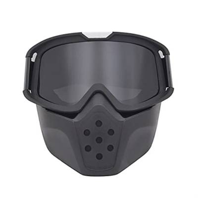 Motocross Brille,Motorradbrille Motorrad Goggle Maske Retro Open Face Helm Mask Motocrossbrille mit abnehmbarem Maske Paintball Spiel Gesichtsmaske Moto Mask (Color : Grey Lens) von CYMKYQ