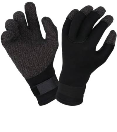 Tauchhandschuhe 3-mm-Handschuhe, beständig, warm halten for Schnorcheln, Paddeln, Surfen, Kajakfahren, Kanufahren, Speerfischen, Wassersport Neoprenhandschuhe (Color : Kevlar-Black, Größe : XS) von CaFfen