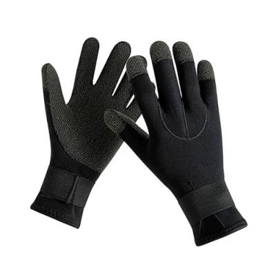 Tauchhandschuhe 3 mm Tauchhandschuhe, rutschfeste Schwimmhandschuhe, schwarz, warme Neoprenanzug-Handschuhe for Kajak, Surfen, Schnorcheln, Wassersport Neoprenhandschuhe (Color : Noir, Größe : L) von CaFfen