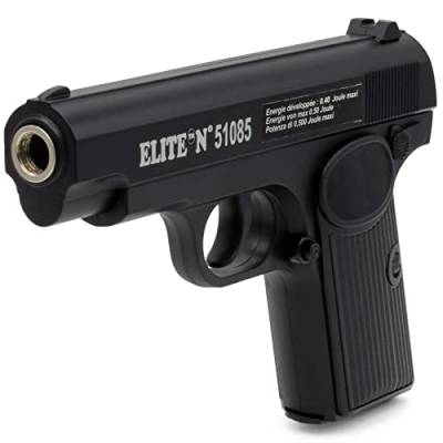 1x Softair Airsoft Pistole + Munition | Elite 510-85 Single Shot Metall | 16cm von Cadofe